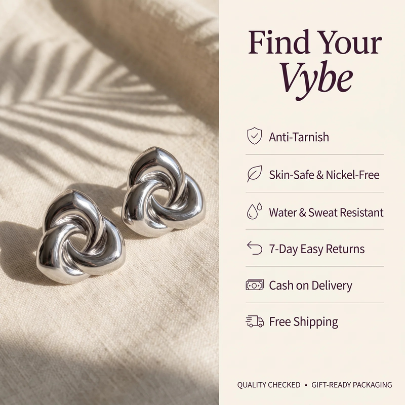 Features and promises: Chunky Twisted Knot Stud Earrings