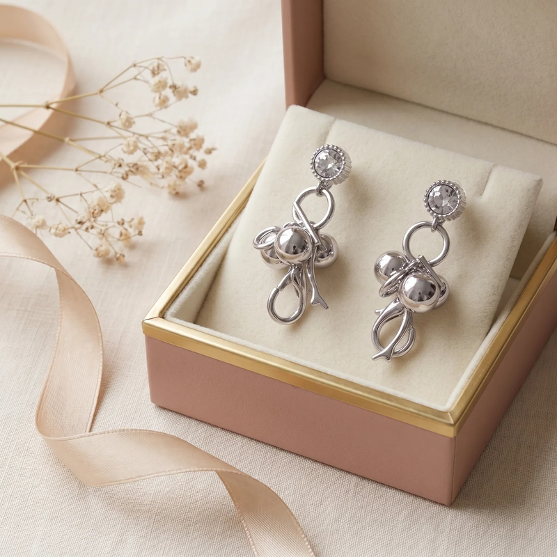 Gift box: Crystal Cherry Branch Drop Earrings