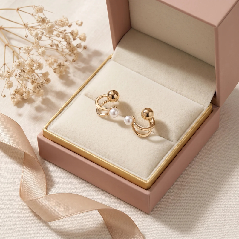 Gift box: Pearl Cluster Hoop Stud