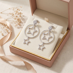 Gift box: Silver Celestial Star Hoop Drop Earring