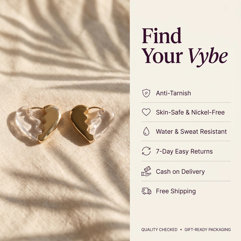 Features and promises: Clear Acrylic Broken Heart Hoop Earrings