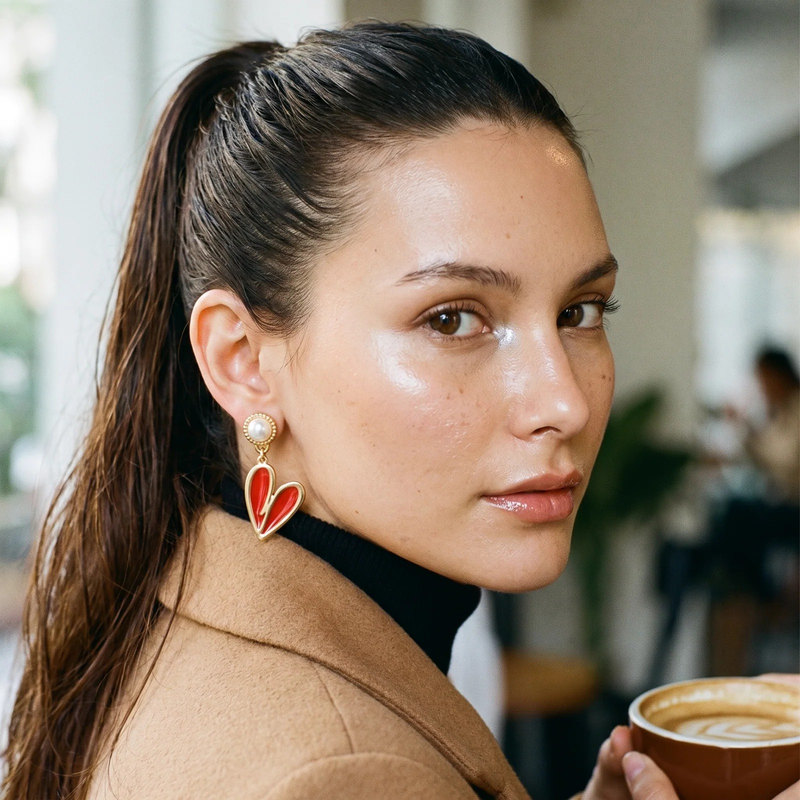 Styled look: Gold Heart Earrings