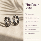Features and promises: Silver Woven Chain Huggie Hoop Earrings