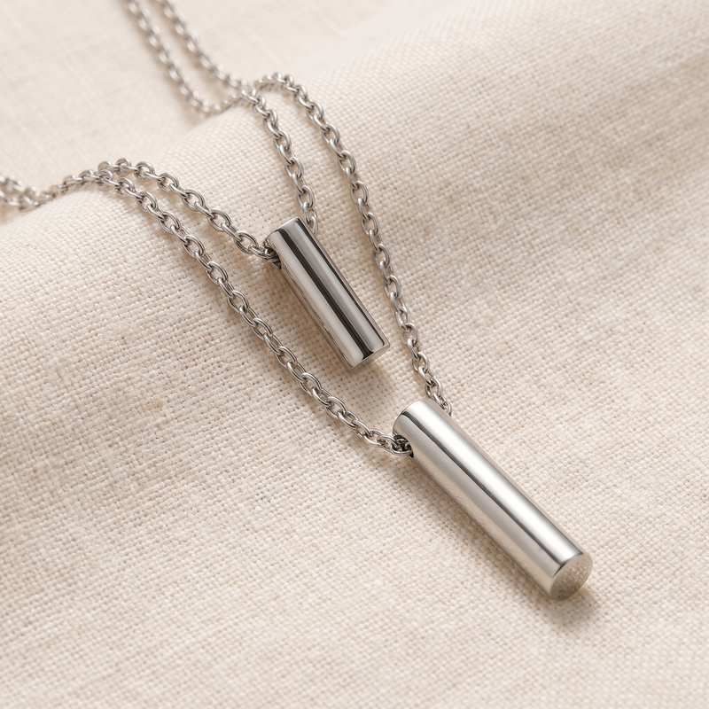 Close-up detail of Double-Layer Bar Pendant Necklace