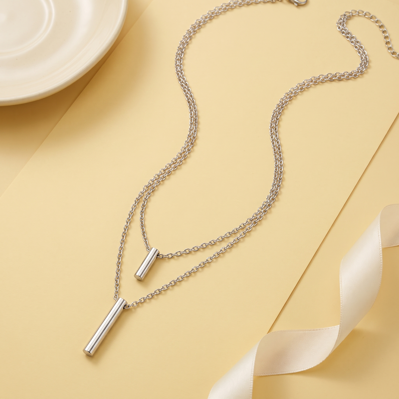 Flat lay of Double-Layer Bar Pendant Necklace