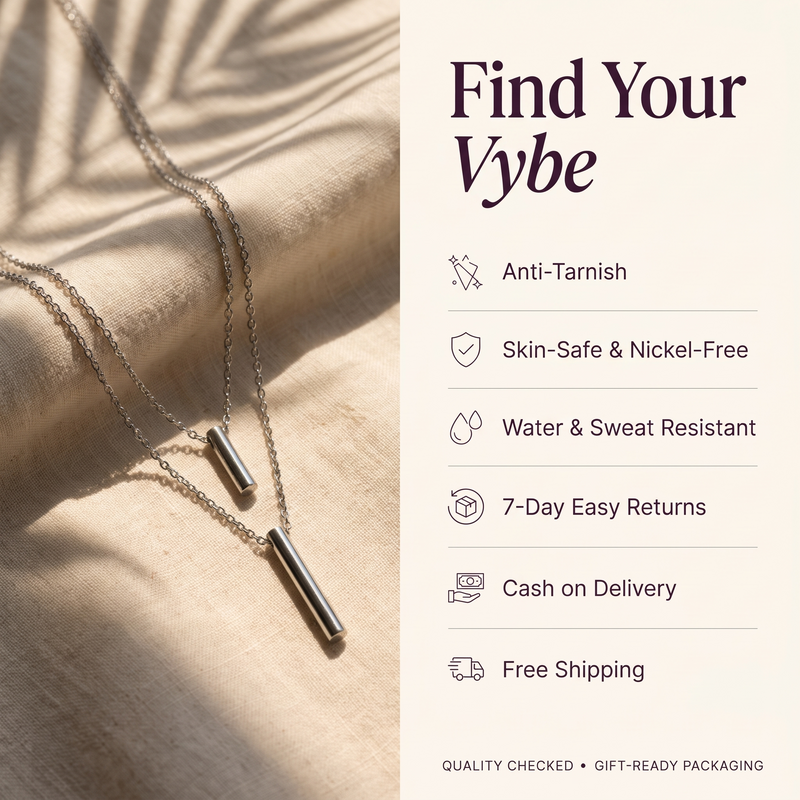 Features and promises: Double-Layer Bar Pendant Necklace
