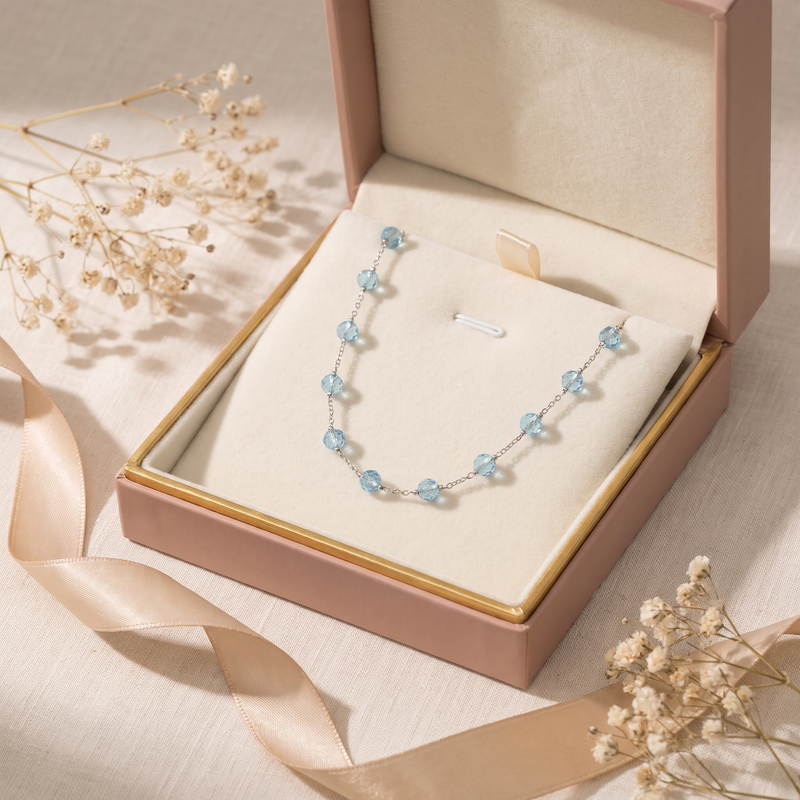 Gift box: Blue Crystal Beaded Necklace