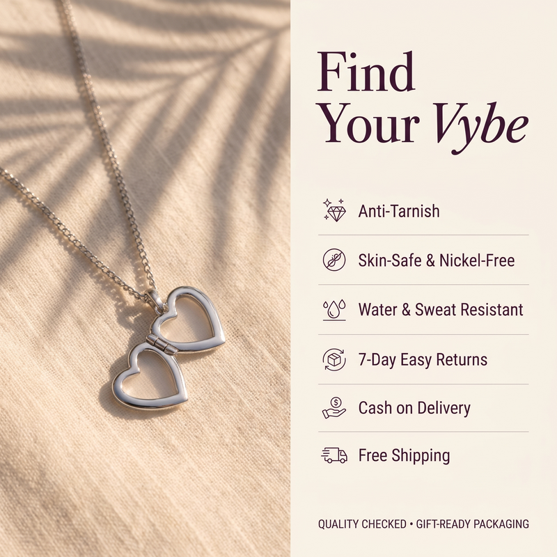 Features and promises: Double Heart Pendant Chain