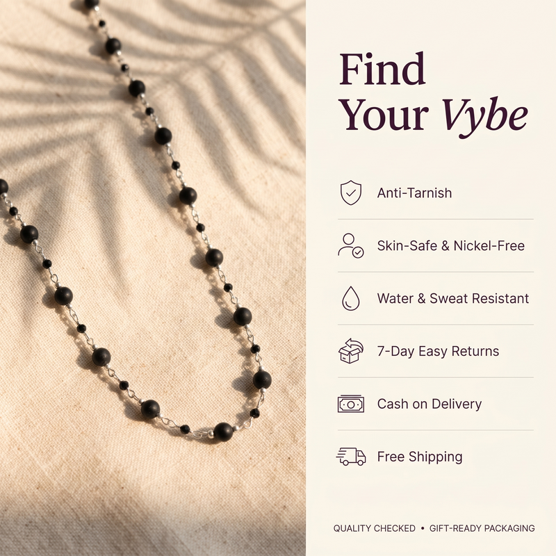 Features and promises: Black Onyx Beaded Chain