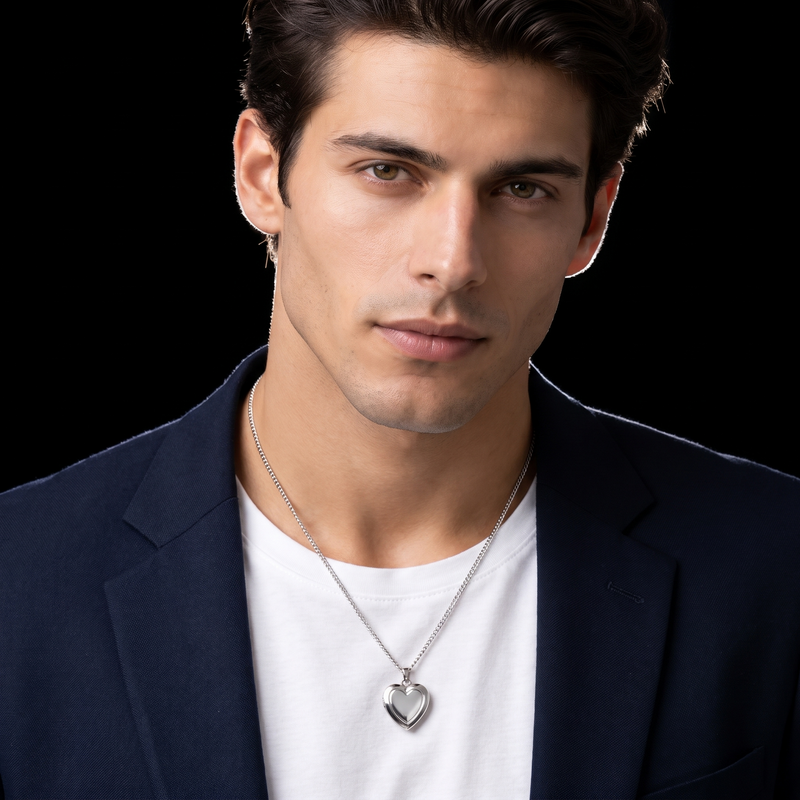 Model wearing Silver Heart Pendant Chain