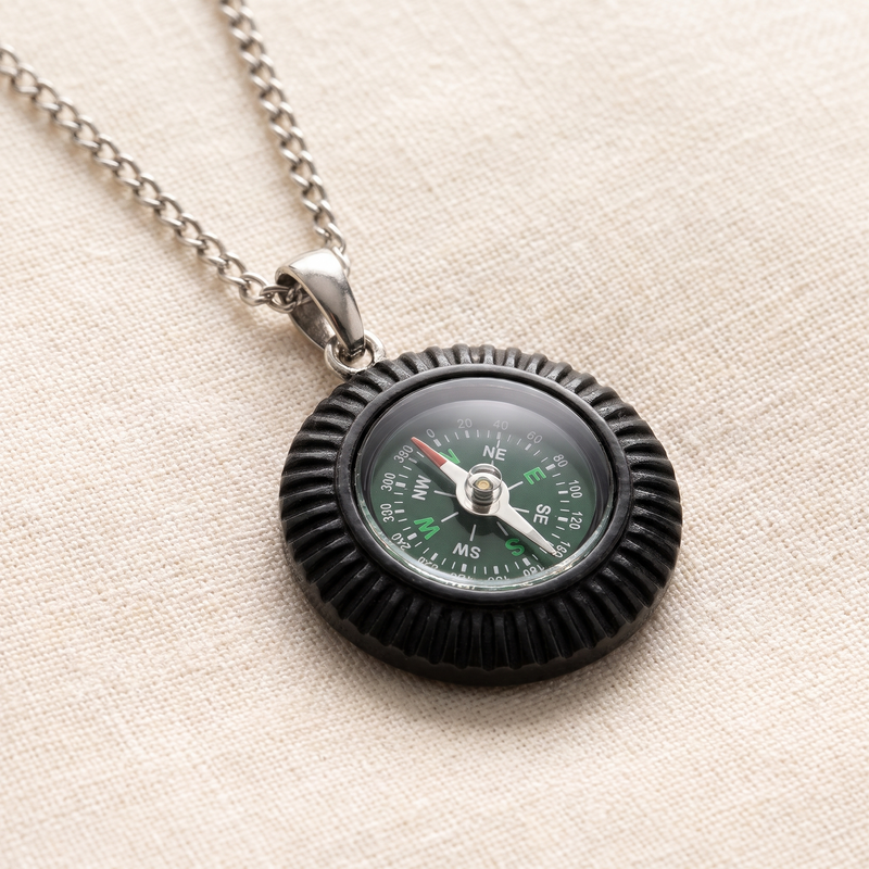 Close-up detail of Compass Pendant Chain