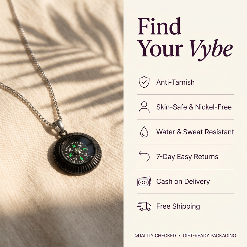 Features and promises: Compass Pendant Chain