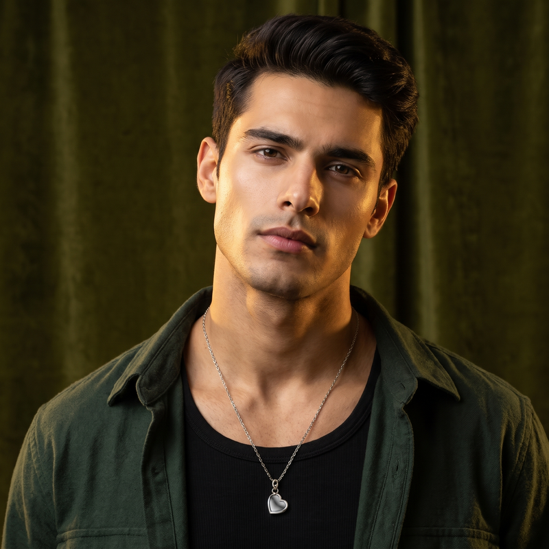Model wearing Winter Heart Pendant