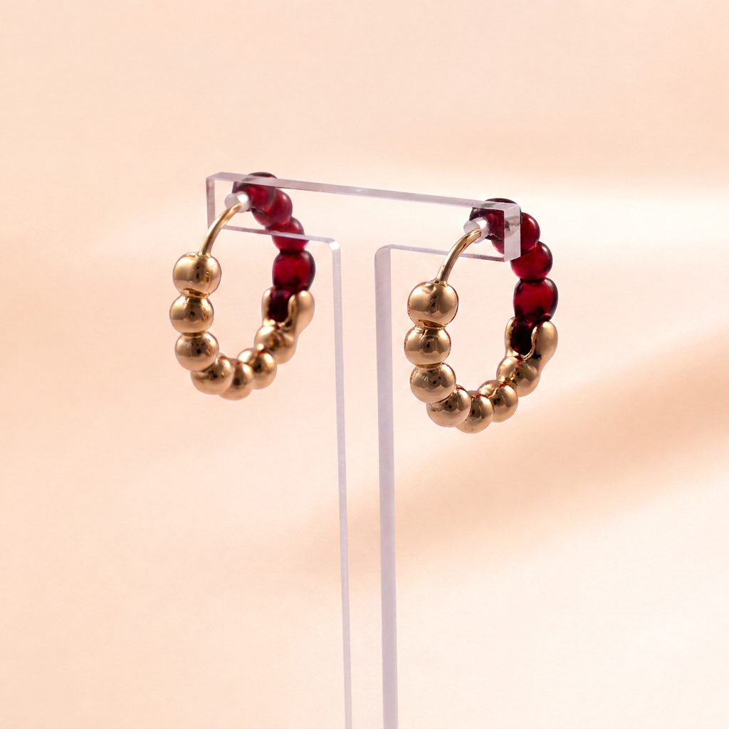 Ruby Luxe Beaded Hoops