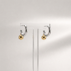 Two-Tone Ball Hoop Earrings