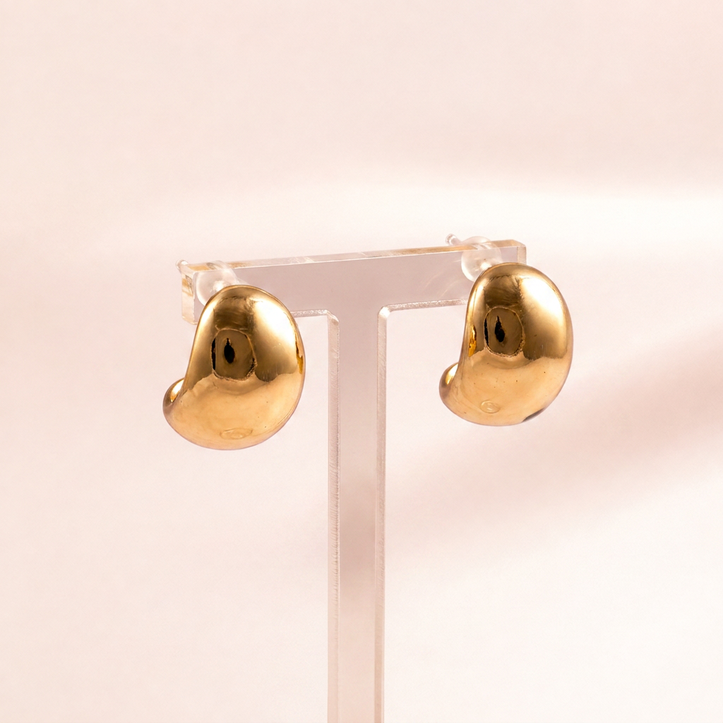 Gold Sculptural Puff Stud Earrings | Vybe Global Store - Image 8
