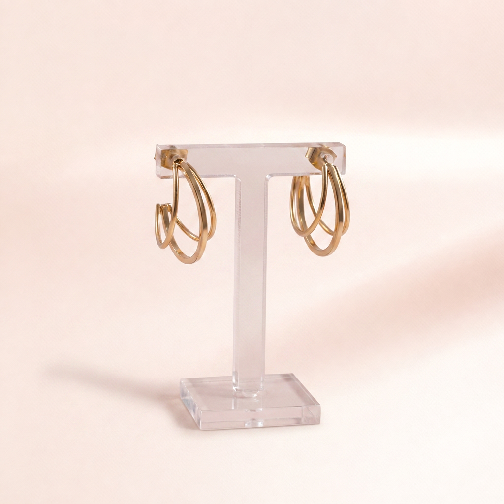 Gold Layered Wire Hoop Earrings | Vybe Global Store - Image 8