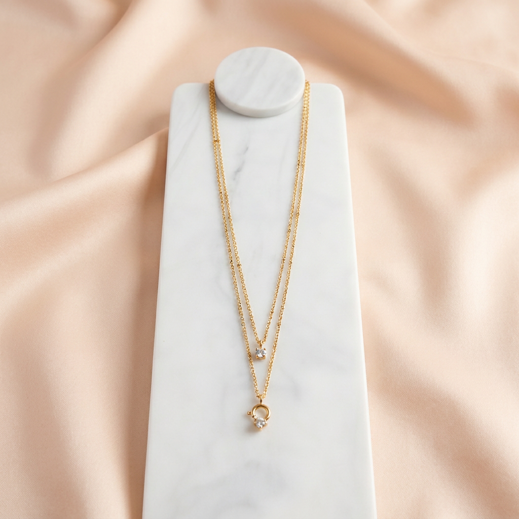 Layered Gold-Tone Pendant Necklace | Vybe Global Store - Image 2