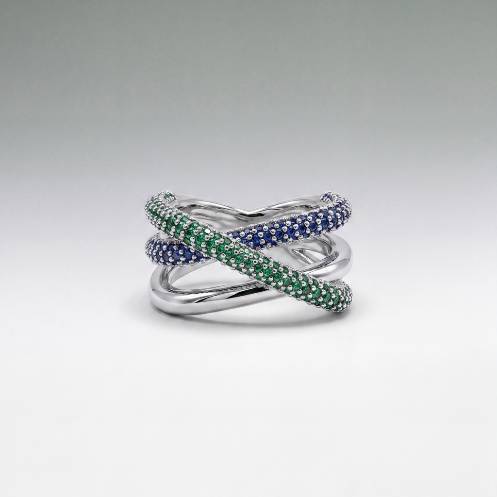 Vesper Crossover Pavé Ring