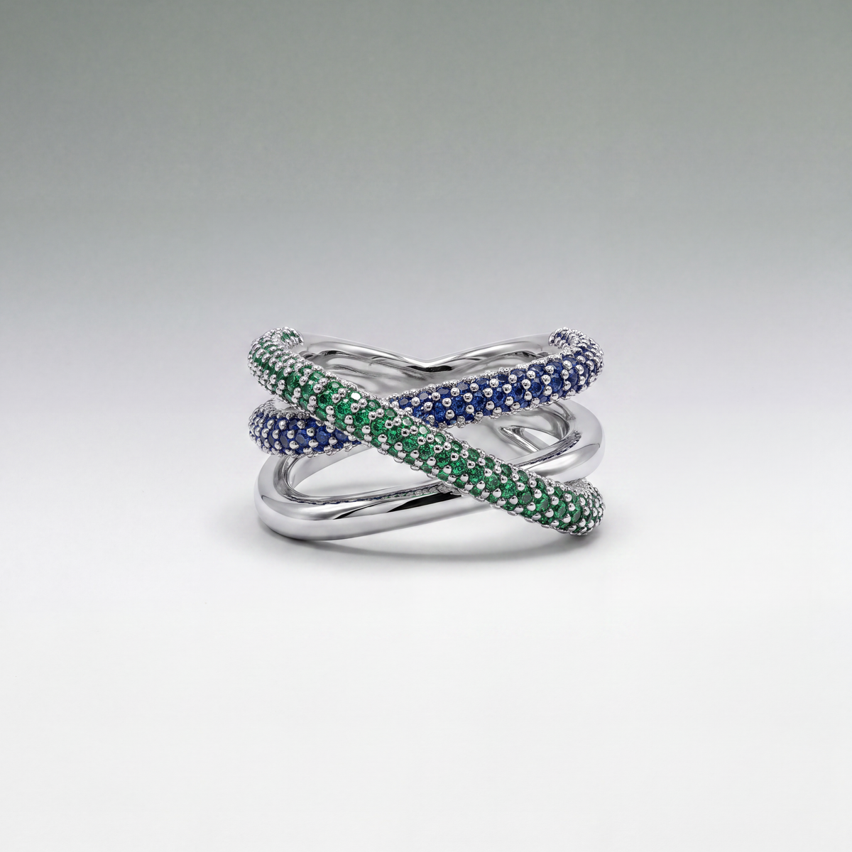 Vesper Crossover Pavé Ring