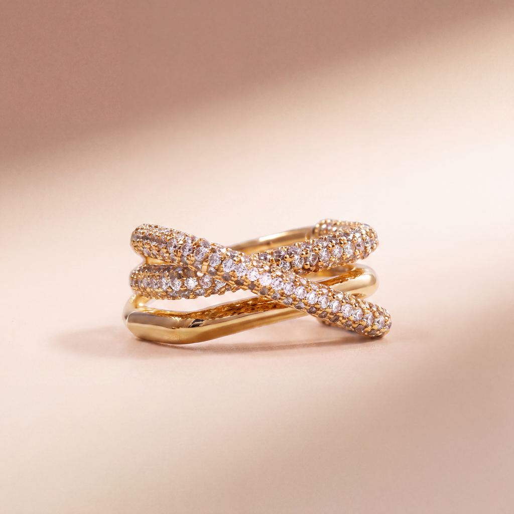 Vesper Crossover Pavé Ring