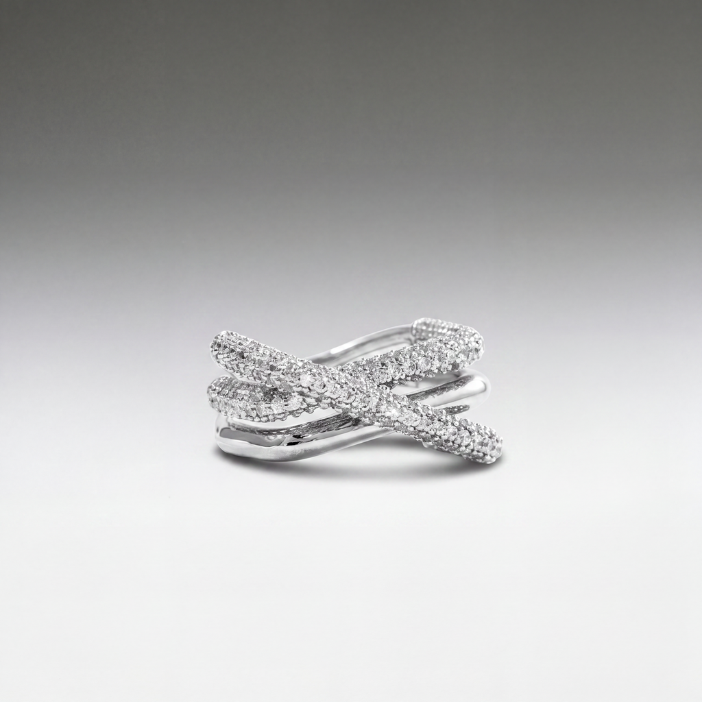 Vesper Crossover Pavé Ring