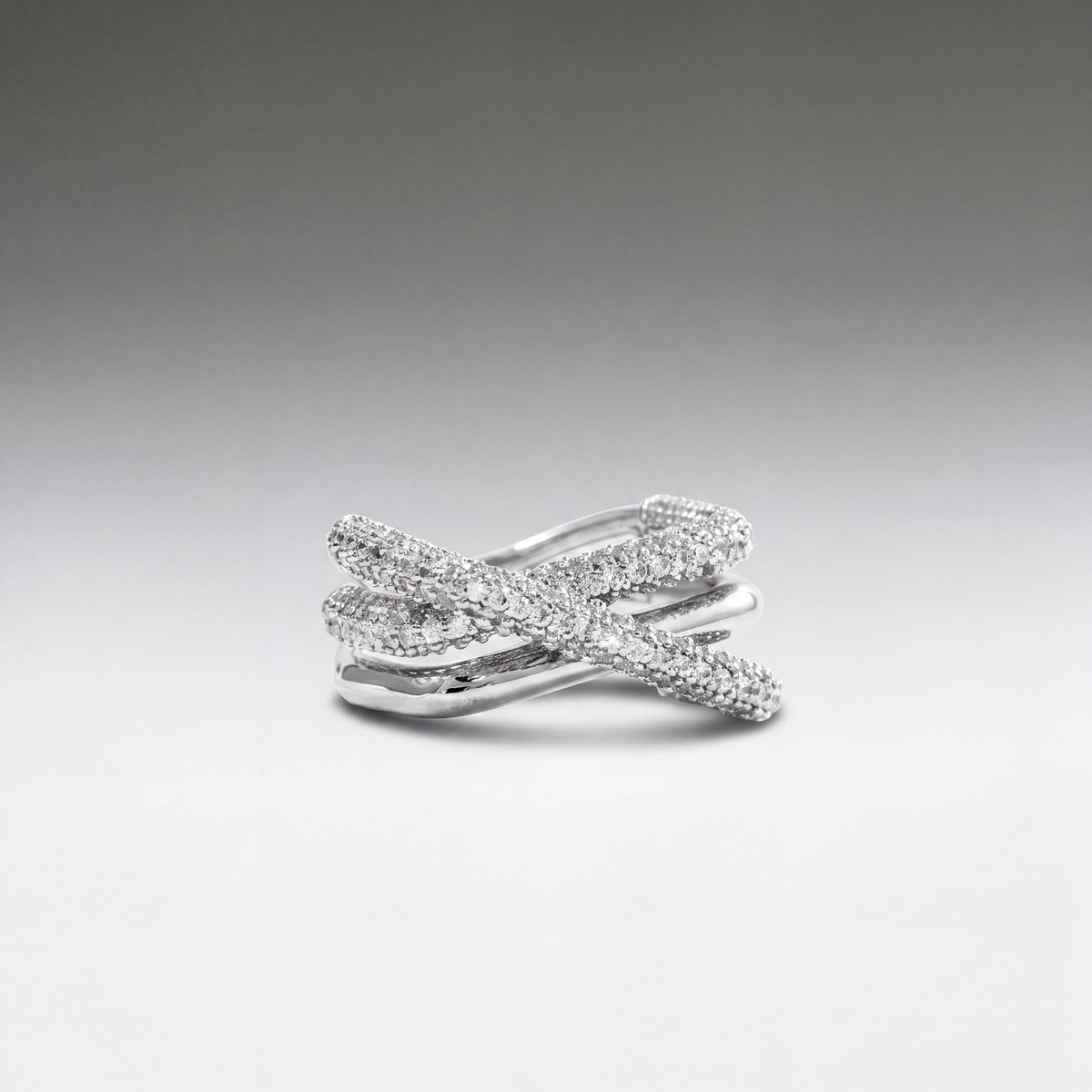 Vesper Crossover Pavé Ring