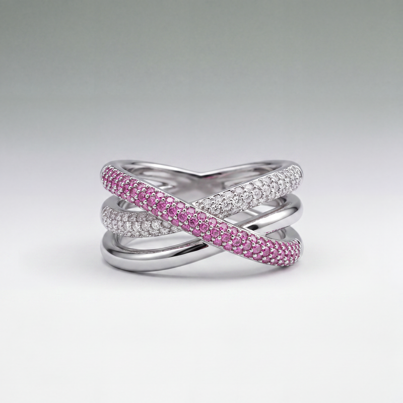 Vesper Crossover Pavé Ring