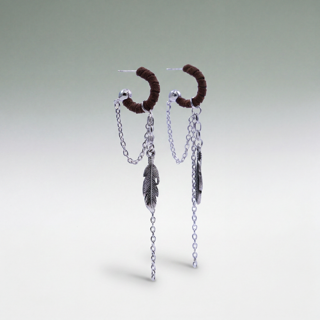 Bohemian Feather Chain Danglers