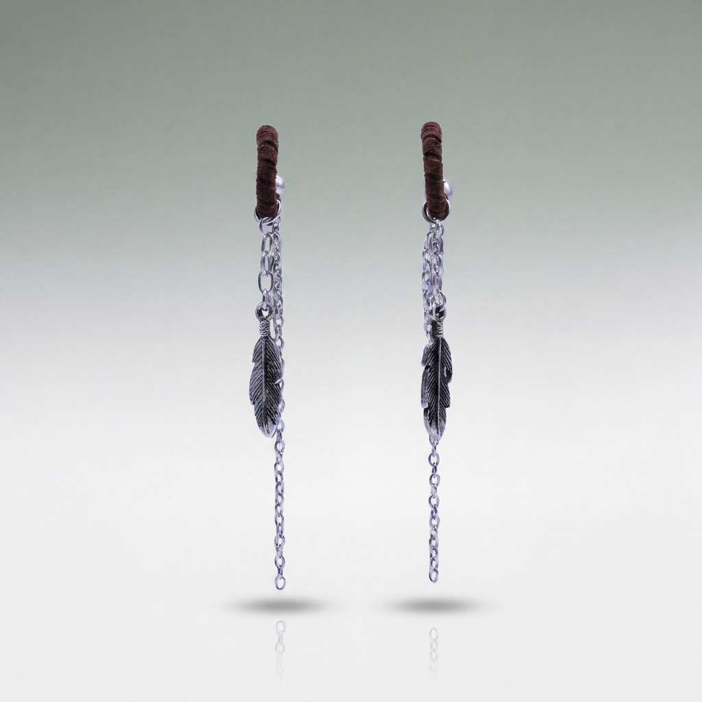 Bohemian Feather Chain Danglers