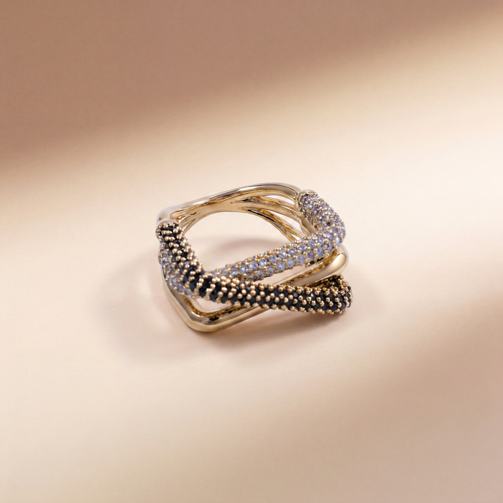 Vesper Crossover Pavé Ring