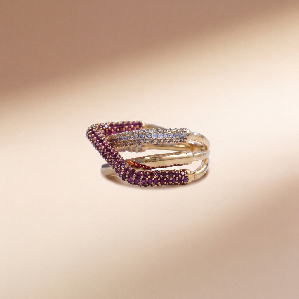Vesper Crossover Pavé Ring