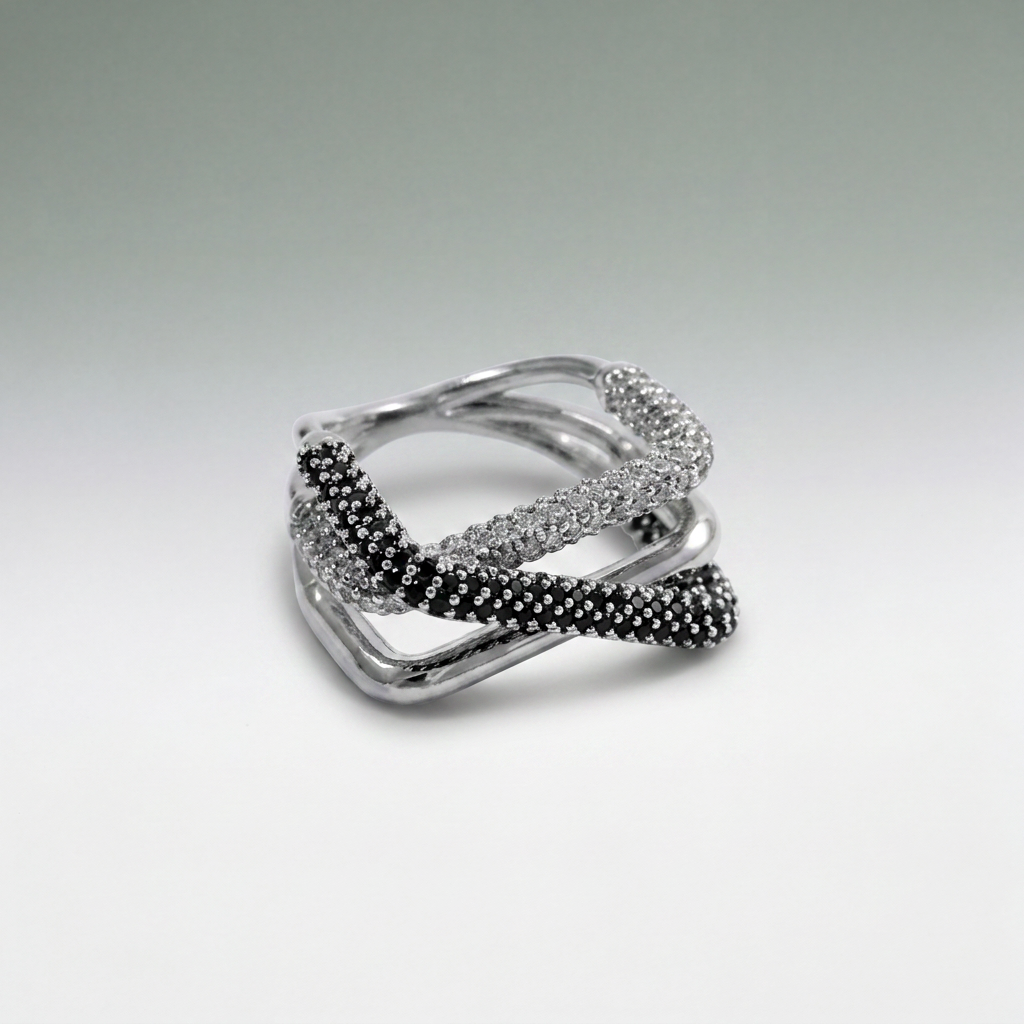 Vesper Crossover Pavé Ring
