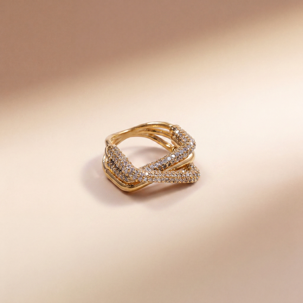 Vesper Crossover Pavé Ring