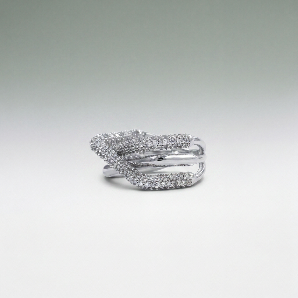 Vesper Crossover Pavé Ring