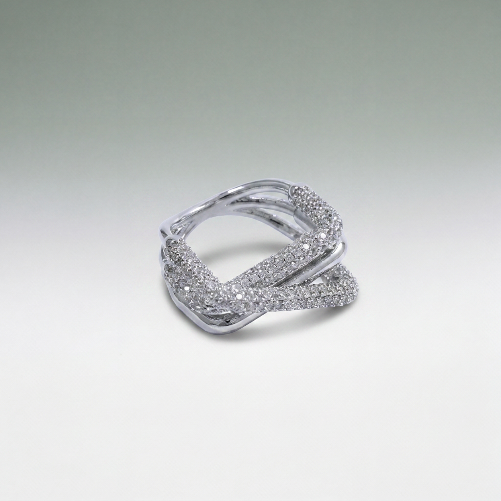 Vesper Crossover Pavé Ring