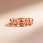 Peach Champagne Beaded Halo Five-Stone Ring | Vybe Global Store - Image 4