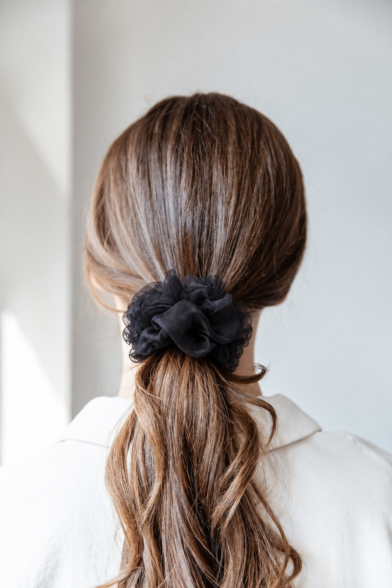 Organza Black Scrunchie