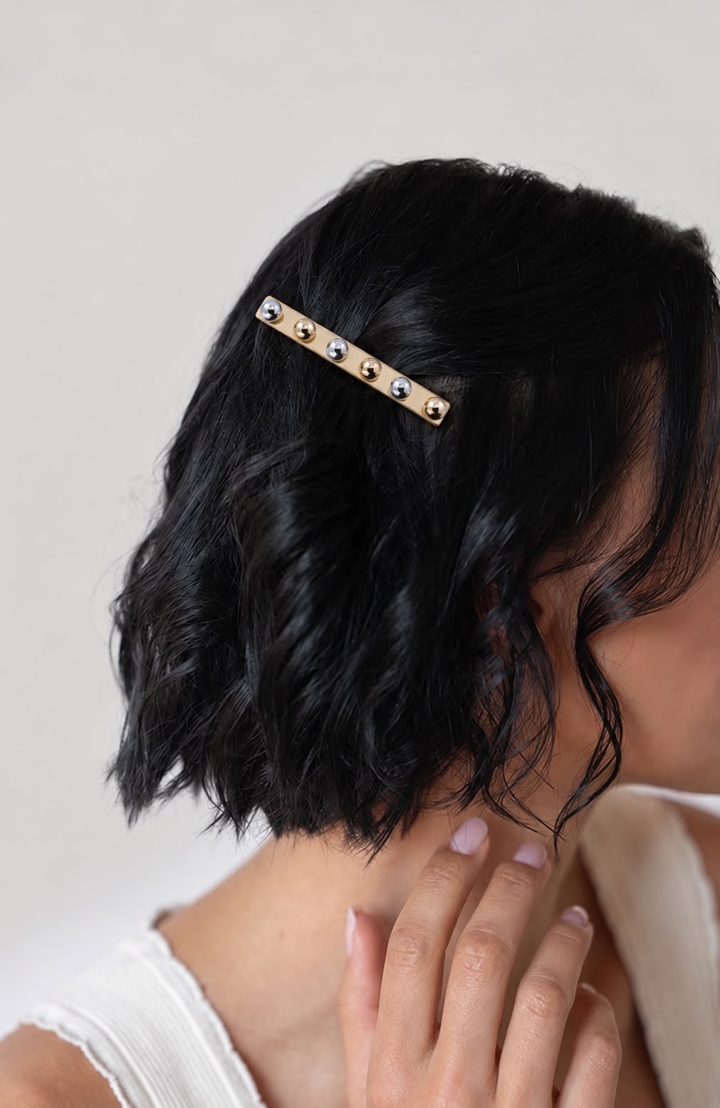 Pearl & Mixed-Metal Minimalist Hair Clip