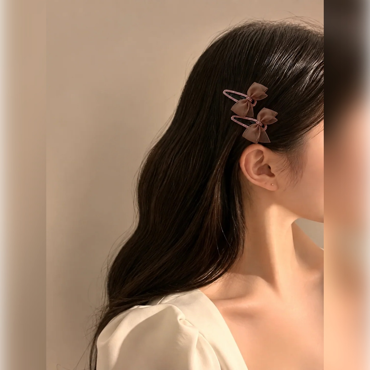 Organza Bow Snap Clip Pair | Vybe Global Store - Image 3