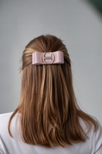 Grosgrain Bow & Curved Rhinestone Buckle Hair Clip