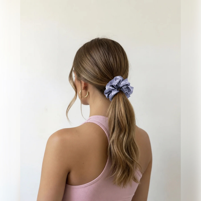 Metallic  Faux Leather Scrunchie