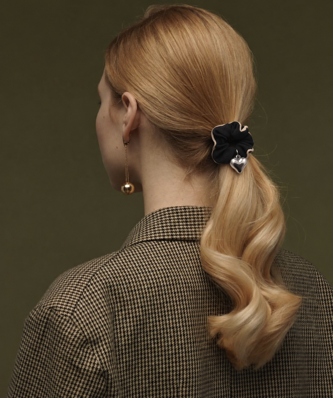 Puffy Heart Charm Scrunchie