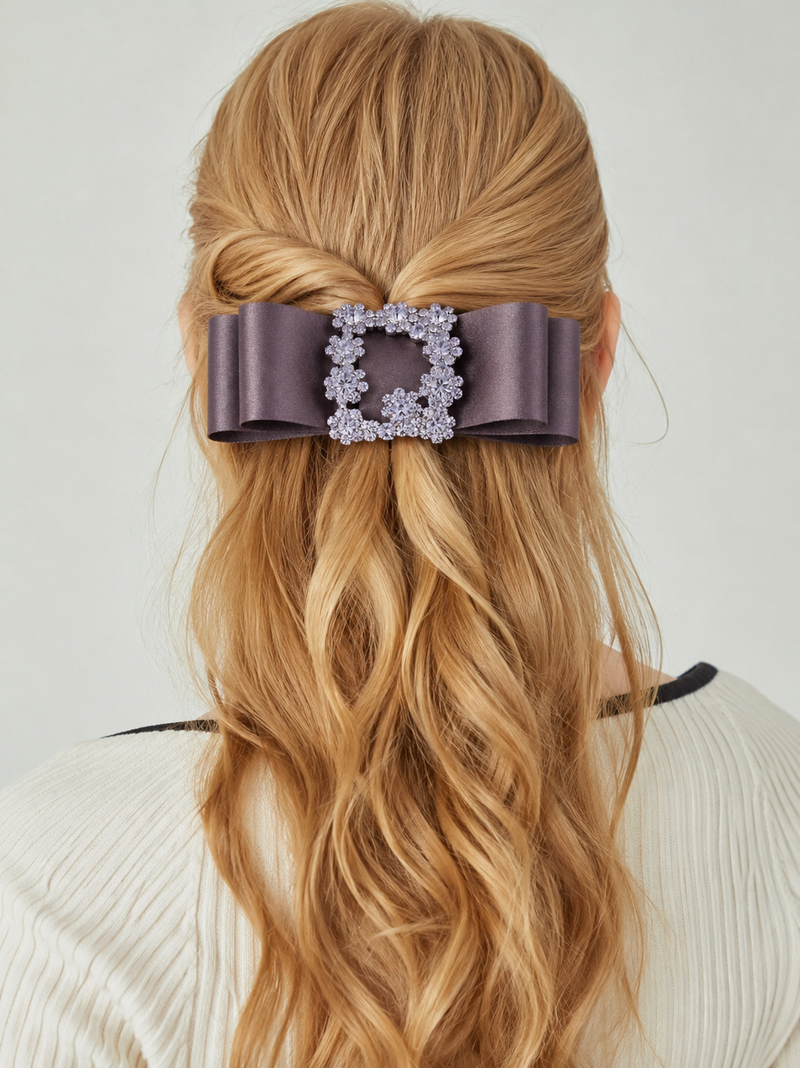 Grosgrain Bow Square Buckle Hair Clip