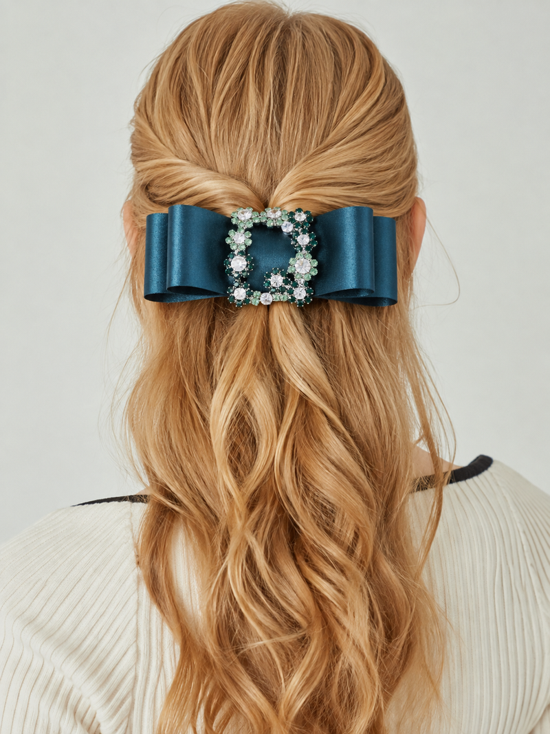 Grosgrain Bow Square Buckle Hair Clip