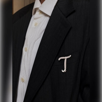 Pearl Initial "T" Brooch