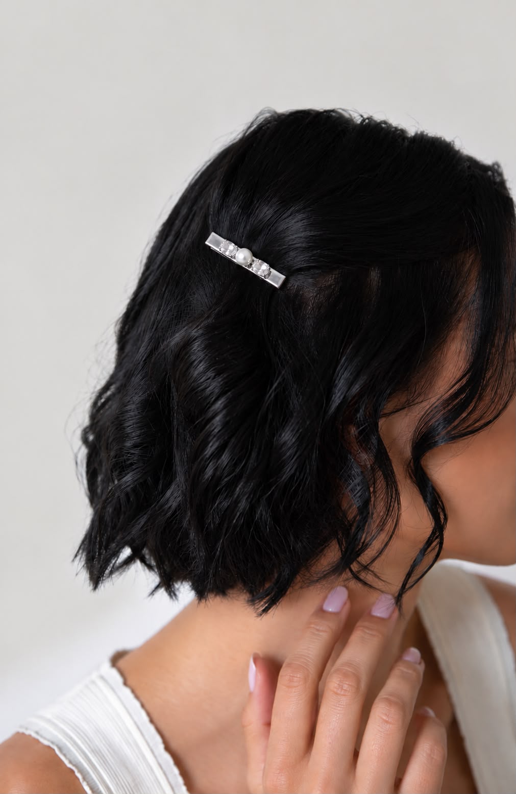Crystal & Pearl Alligator Hair Clip