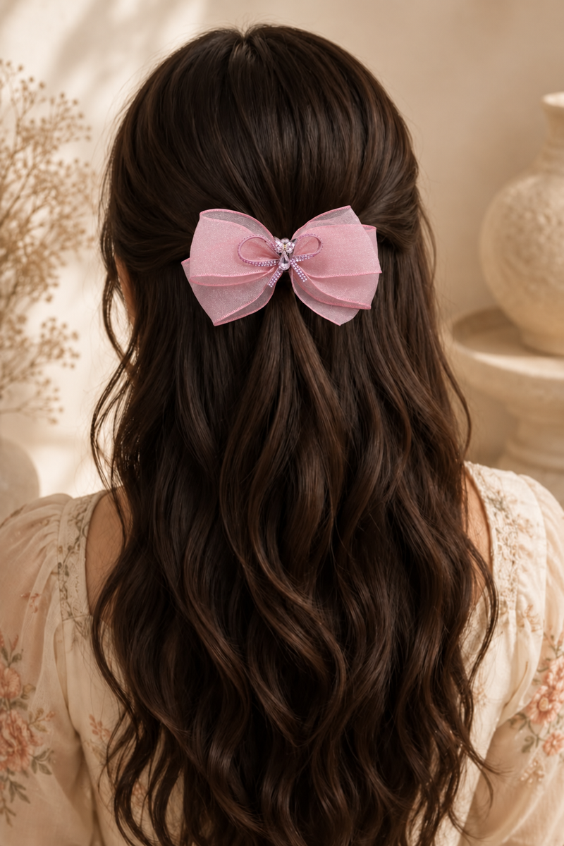 Organza Layered Bow Hair Clip