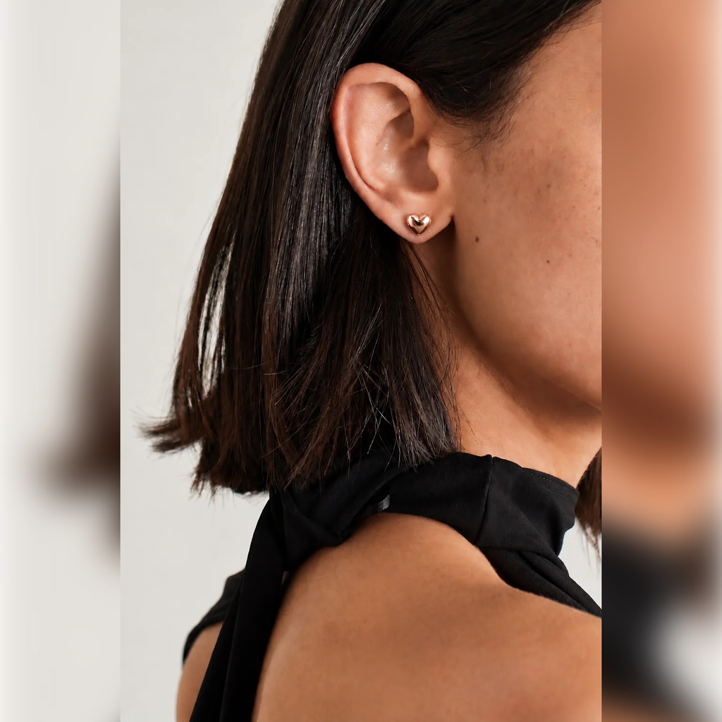 Rosegold Puffy Heart Stud Earrings | Vybe Global Store