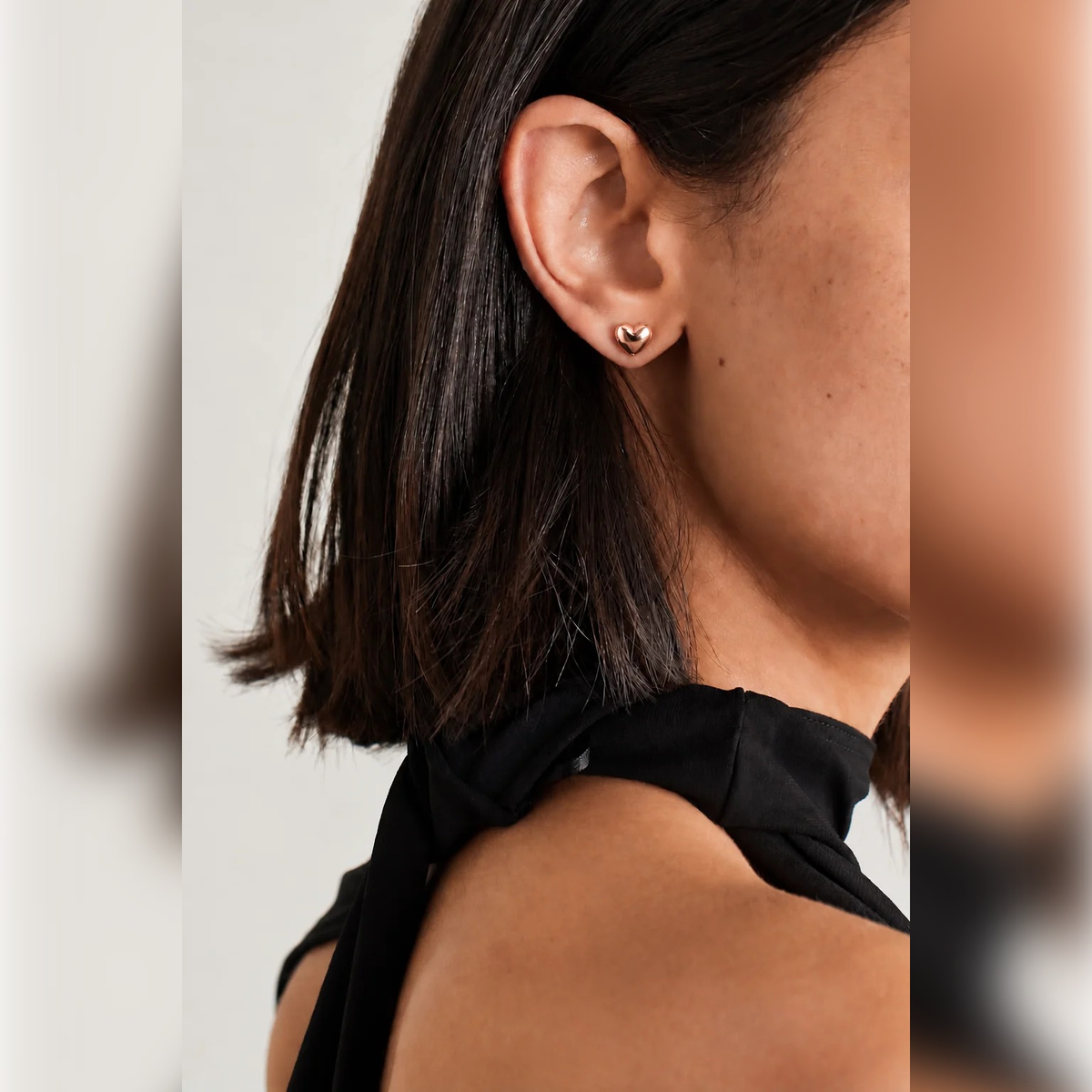 Rosegold Puffy Heart Stud Earrings | Vybe Global Store